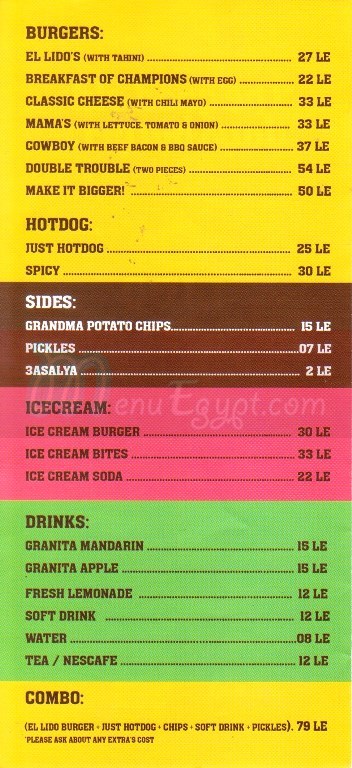 El Lido menu