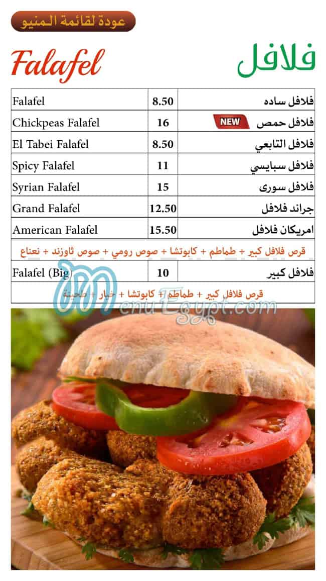 El Tabei El Domyati menu Egypt