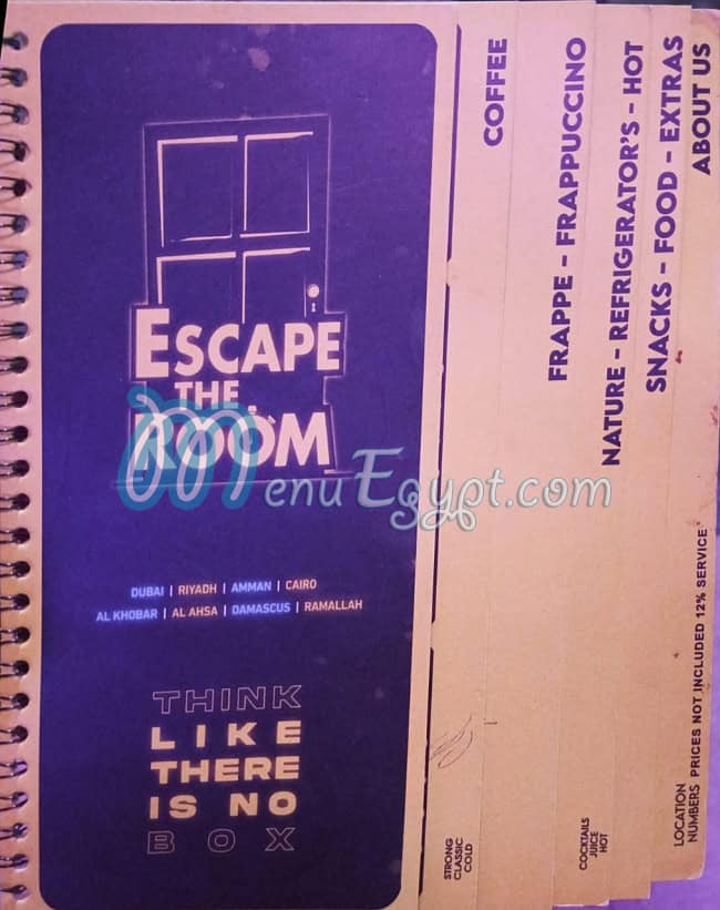 Escape The Room Egypt menu