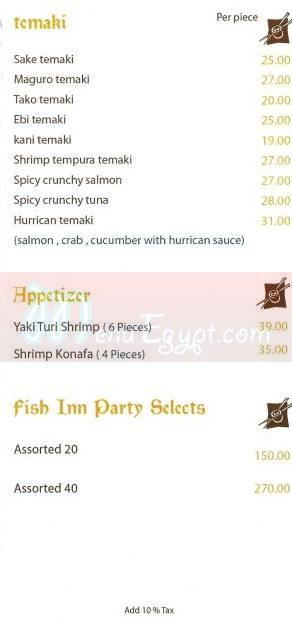 Fish Inn menu Egypt 2