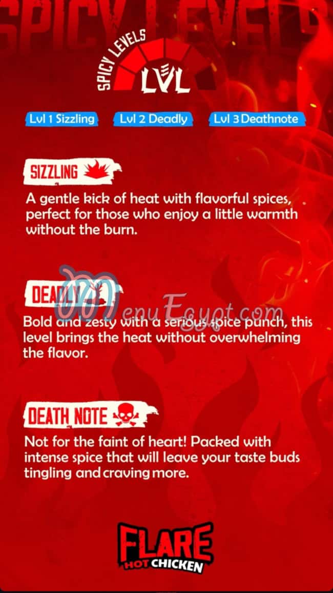 Flare Hot Chicken online menu