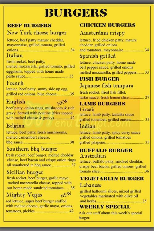 Gourmet Burger Cairo-GBC menu