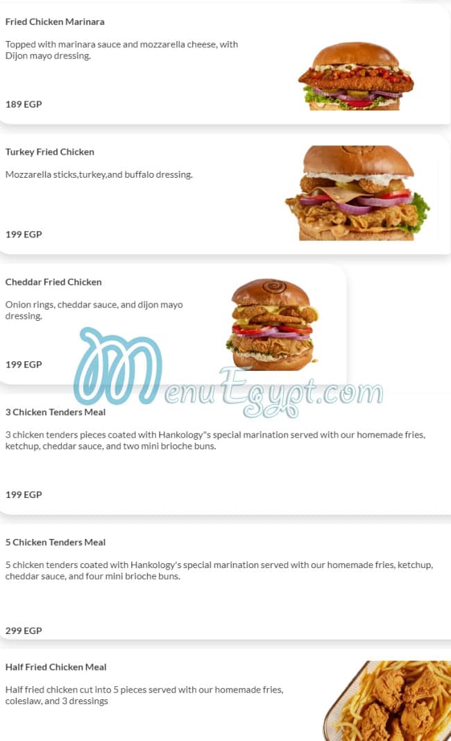 Hankology online menu