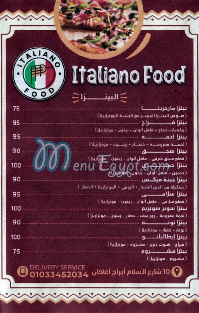 Italiano Food menu