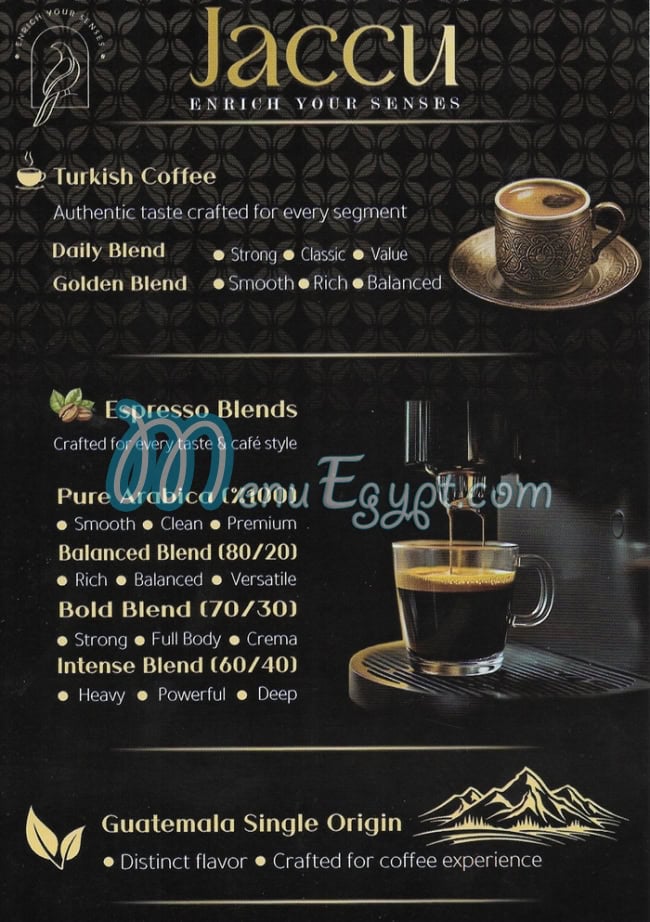 Jaccu Coffee menu Egypt