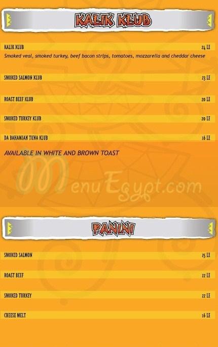 Kafe Kalik menu Egypt 1