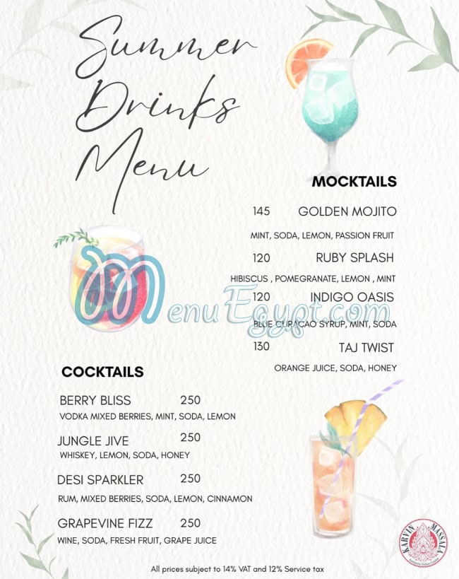 Karvin Massala menu