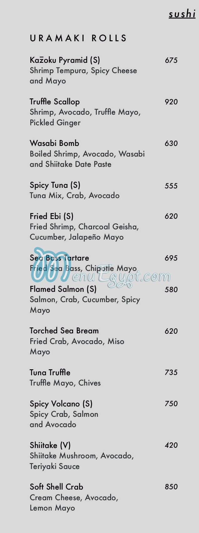 Kazoku menu