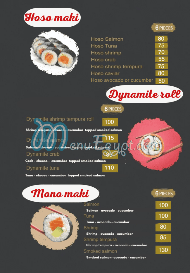 KING SUSHI menu prices