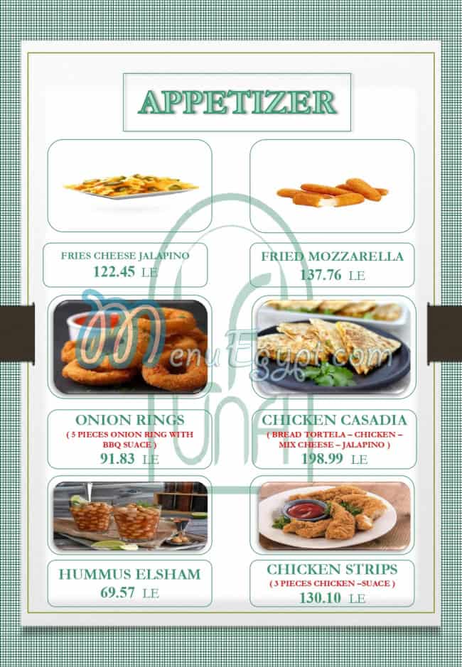 La UNA Cafe and Restaurant menu