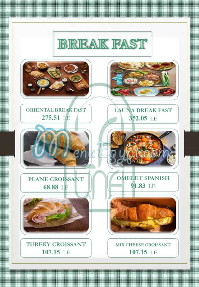 La UNA Cafe and Restaurant menu Egypt