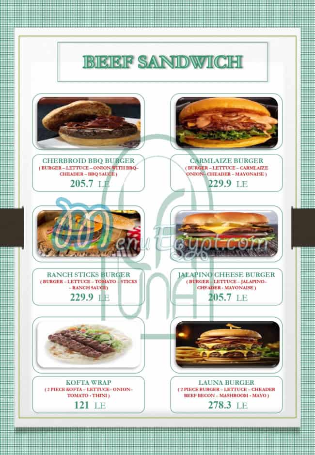 La UNA Cafe and Restaurant menu Egypt 1
