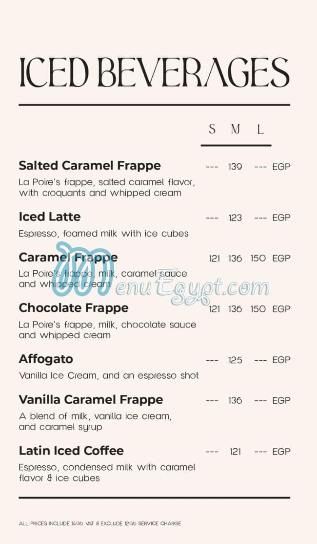 La Poire menu Egypt 6
