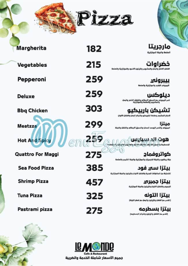 Le Monde Cafe menu prices