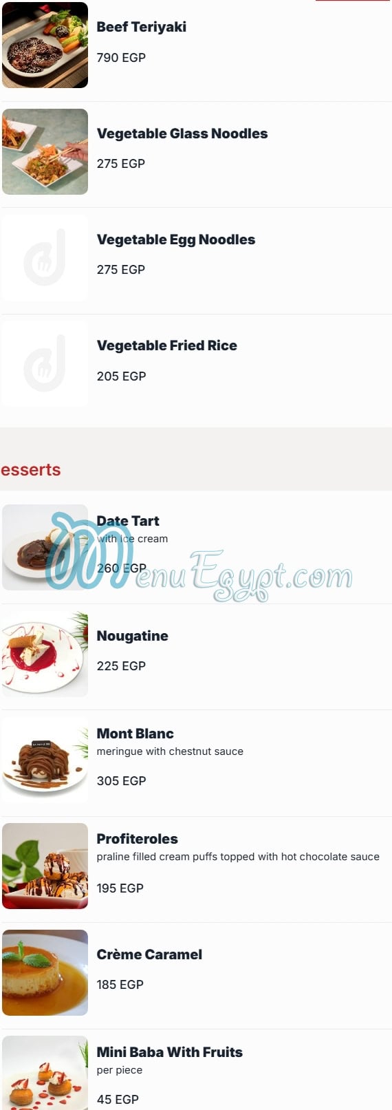 Le Pacha menu Egypt 13