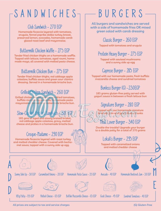 Lokali Egypt menu prices