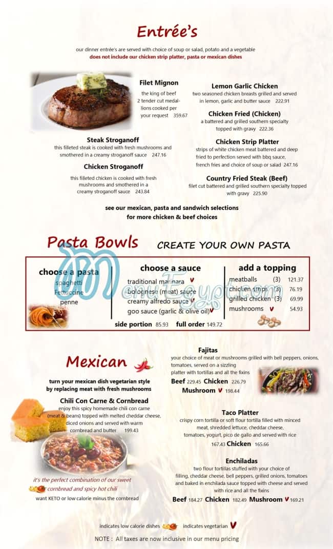 Lucilles delivery menu