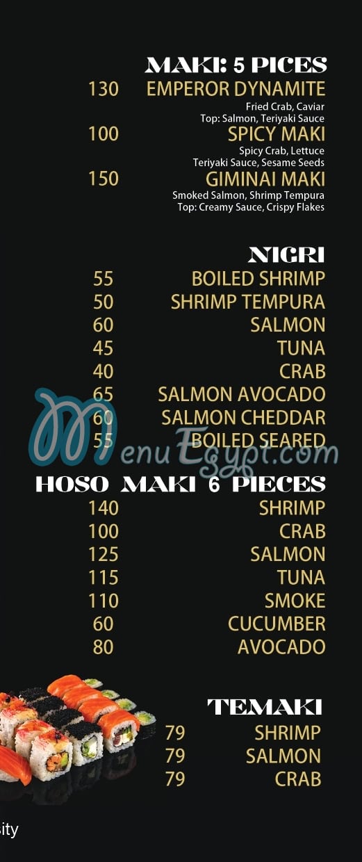Maro Sushi menu Egypt