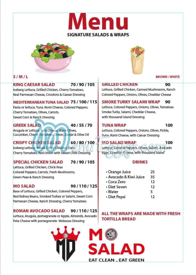 Mo salad menu