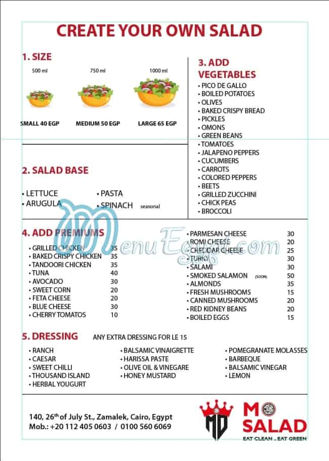 Mo salad menu Egypt