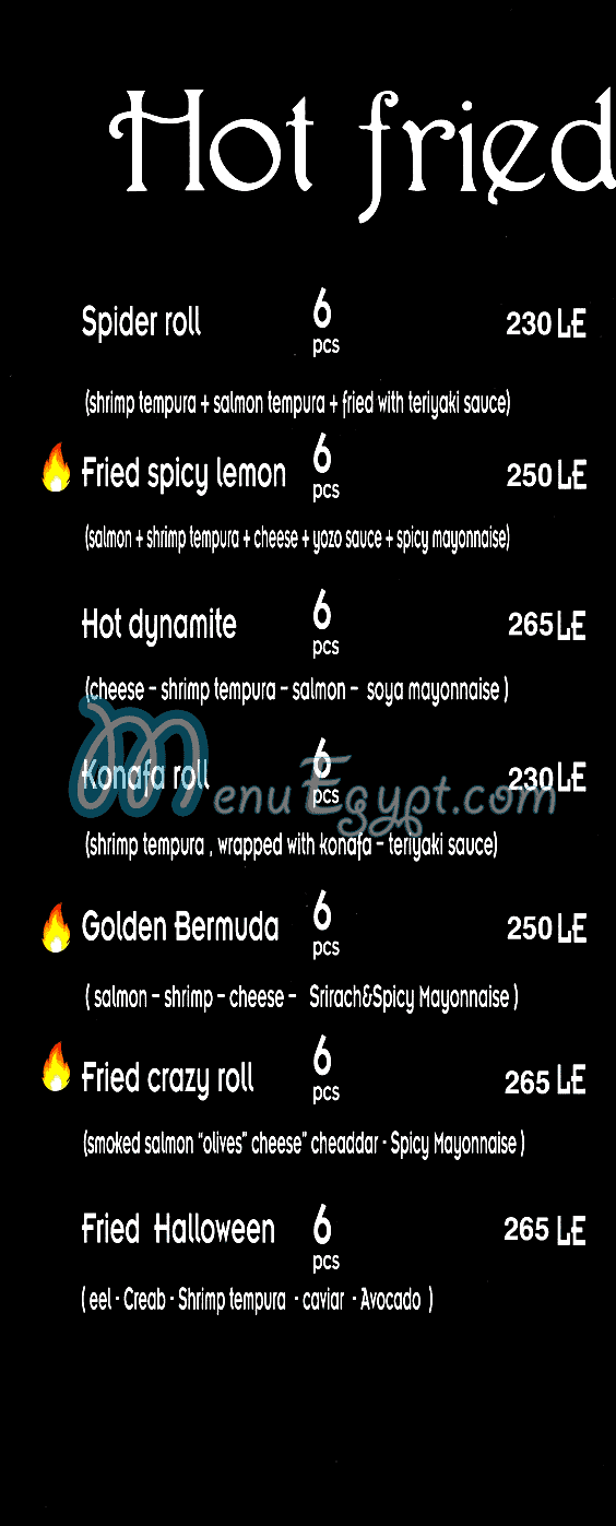 Mo Sushi menu Egypt