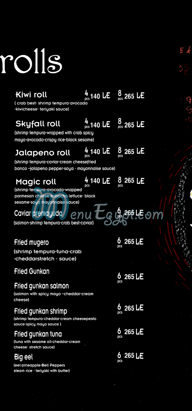 Mo Sushi menu prices