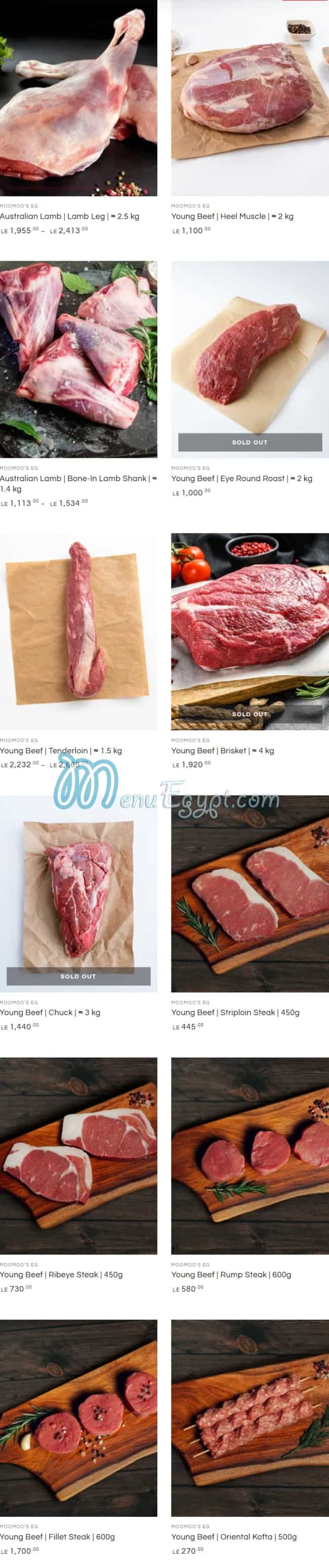 Moomoo's menu