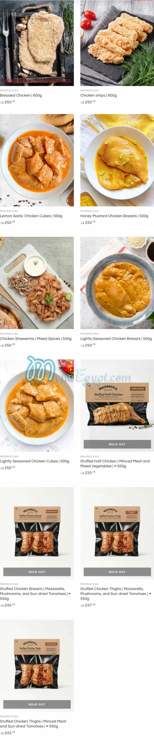 Moomoo's delivery menu