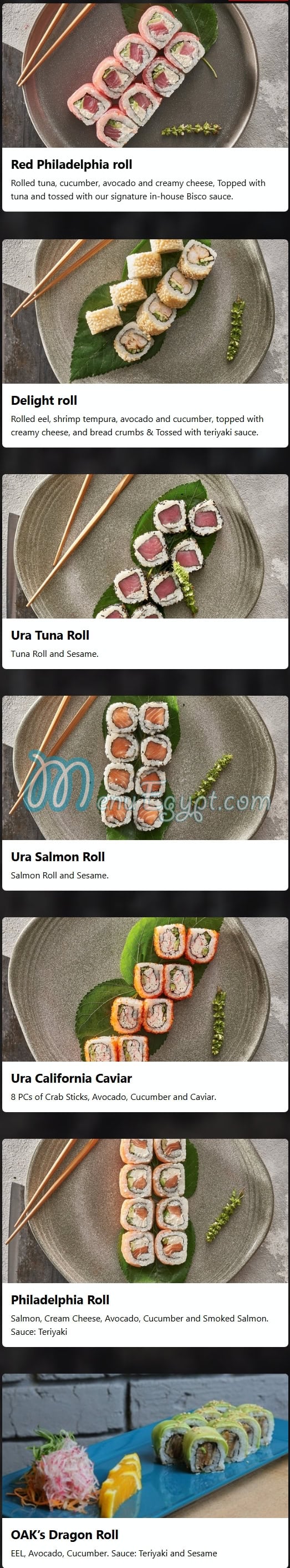 Oak Bay menu Egypt 4