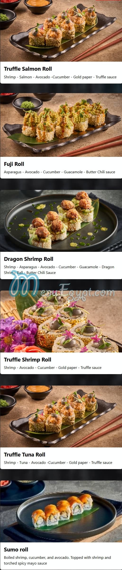 Oak Bay menu Egypt 1