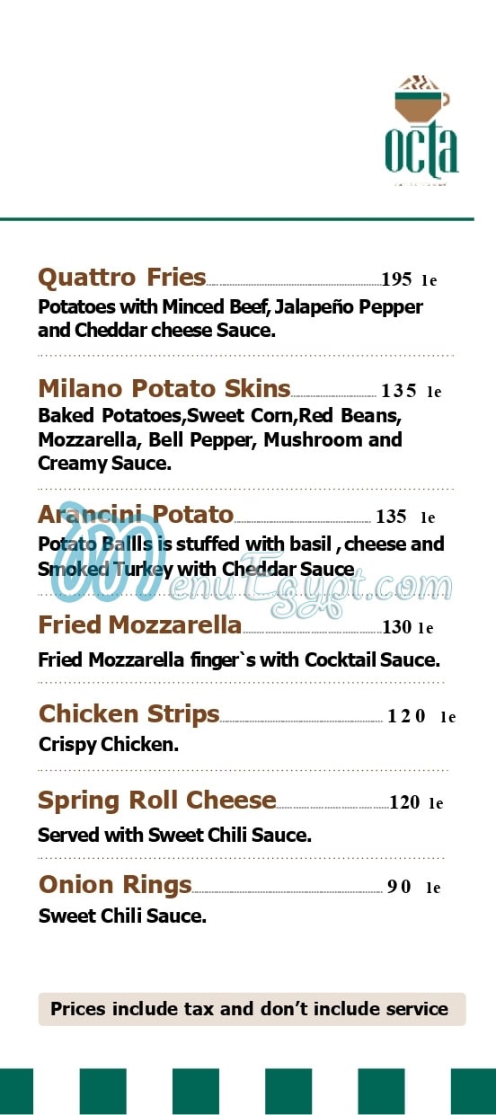 Octa Cafe menu prices