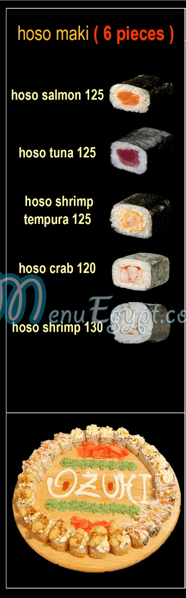 Ozuki delivery menu