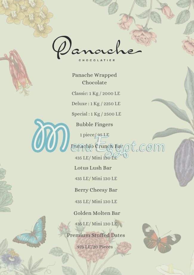 Panache Chocolatier menu