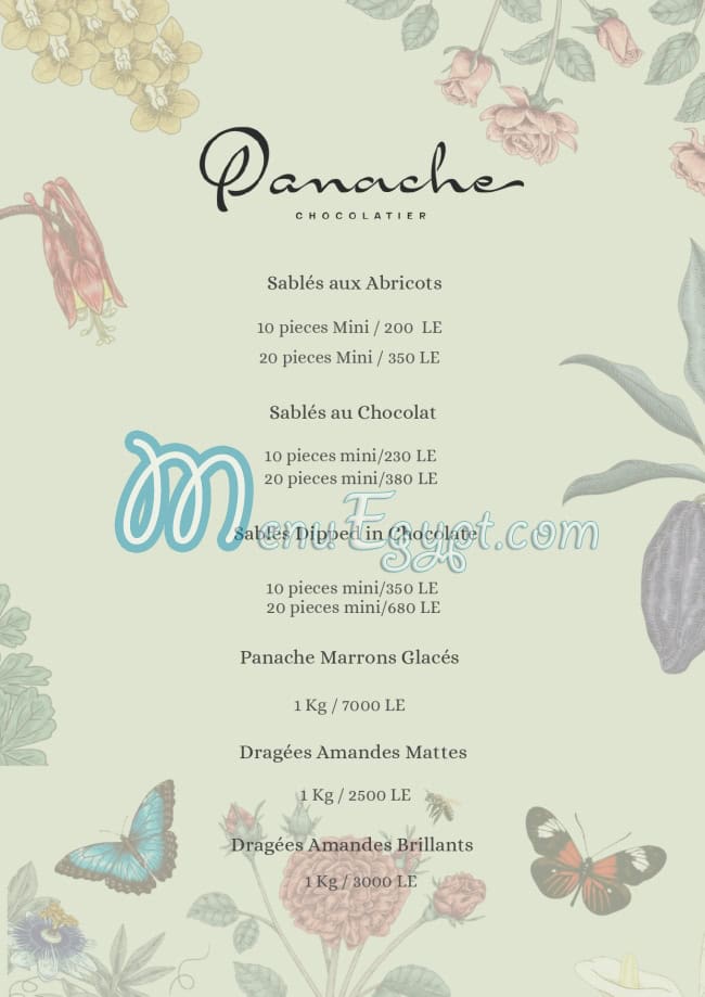 Panache Chocolatier menu Egypt