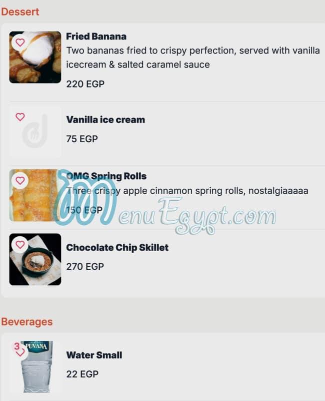 Pao Pao menu Egypt 2