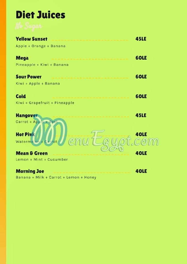 Papa Juice menu Egypt 1