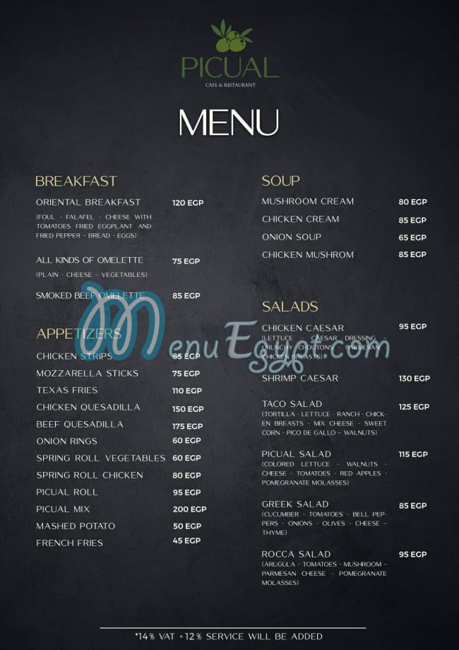 Picual menu