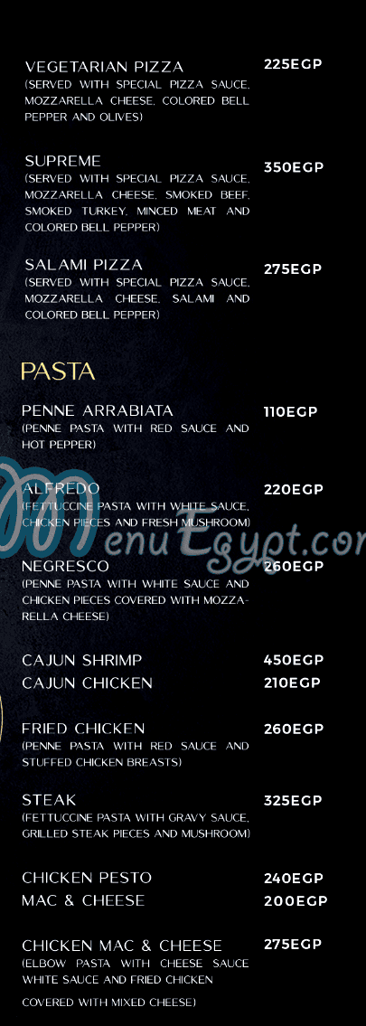 Picual menu Egypt