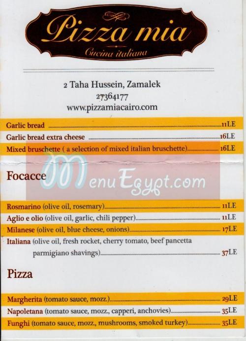 Pizza Mia menu
