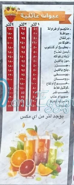 Qaser Al Elysee Juice menu Egypt