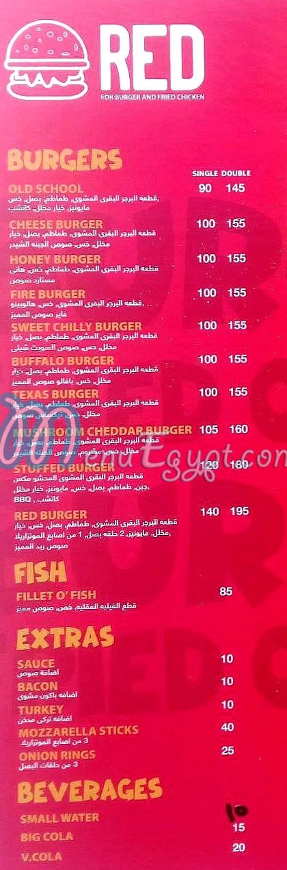 Red Burger delivery menu