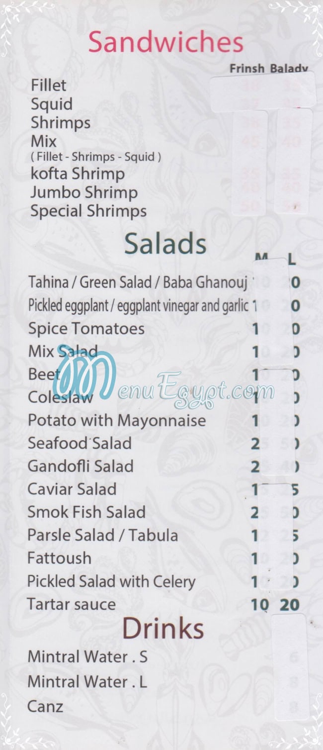 Seafood Chef Saber menu Egypt 1