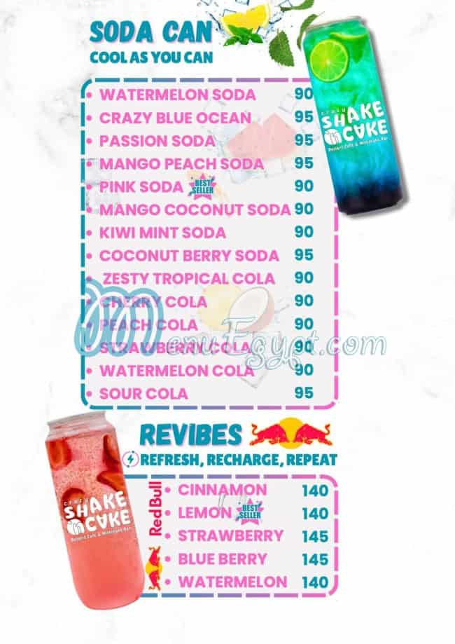 Shake N Cake menu