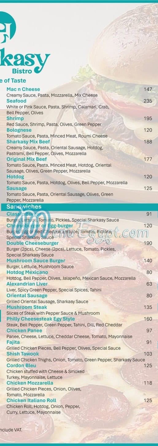 Sharkasy Bistro online menu