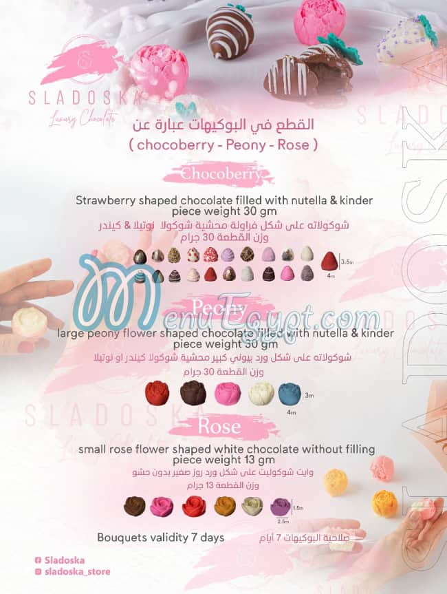 Sladoska menu