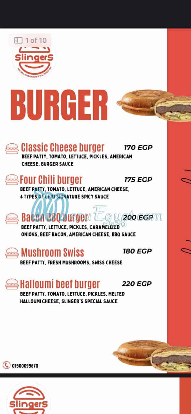 Slingers menu