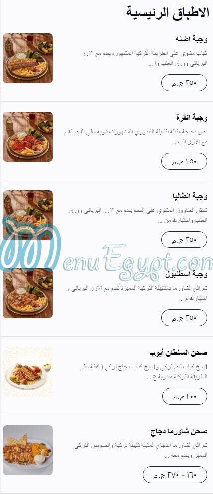 Sultan Ayub menu Egypt 3