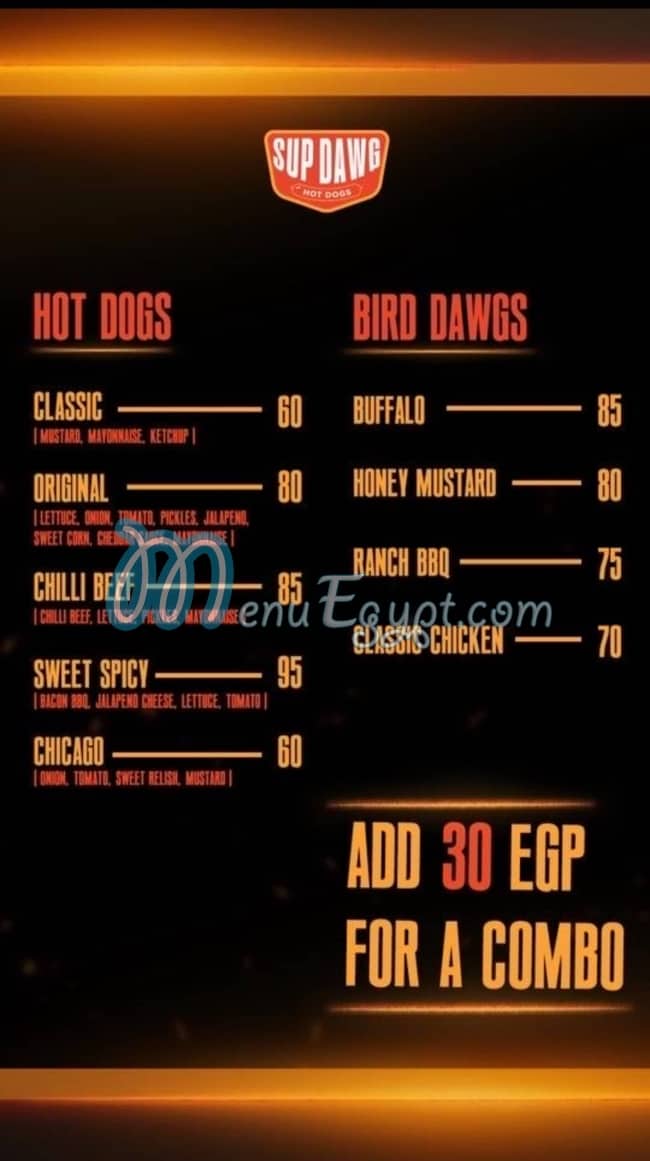 Sup Dawg menu