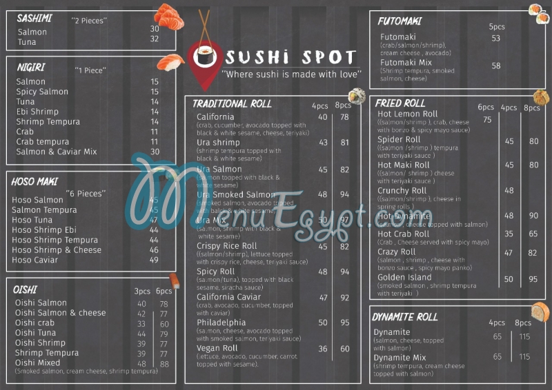 sushi spot menu Egypt