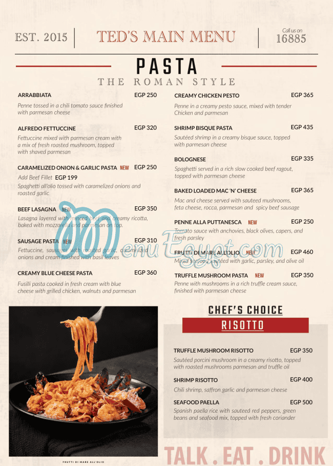 Teds Egypt delivery menu